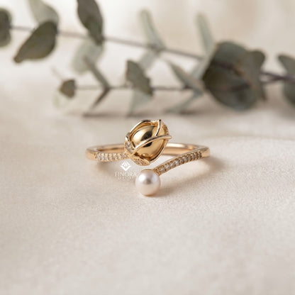 Tulip Flower Ring –  Dainty Floral Gold Jewelry for Her