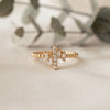 Baguette Cluster Stacking Ring – Minimalist Diamond Bar Ring –  Dainty Gold Bead Band