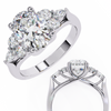 Finora Jewelry – Oval Cut Diamond Five-Stone Ring – Scalloped Shoulder Design – Available in 10K, 14K Gold (White, Rose, Yellow), 925 Silver & Platinum