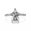 Pear Cut Diamond Engagement Ring with Accent Pear & Pavé Band in 925 Silver, 10K/14K Gold, or Platinum – Finora Jewelry