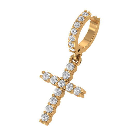 Moissanite Cross Hoop Earrings – Diamond Dangle Cross Earrings | Finora Jewelry