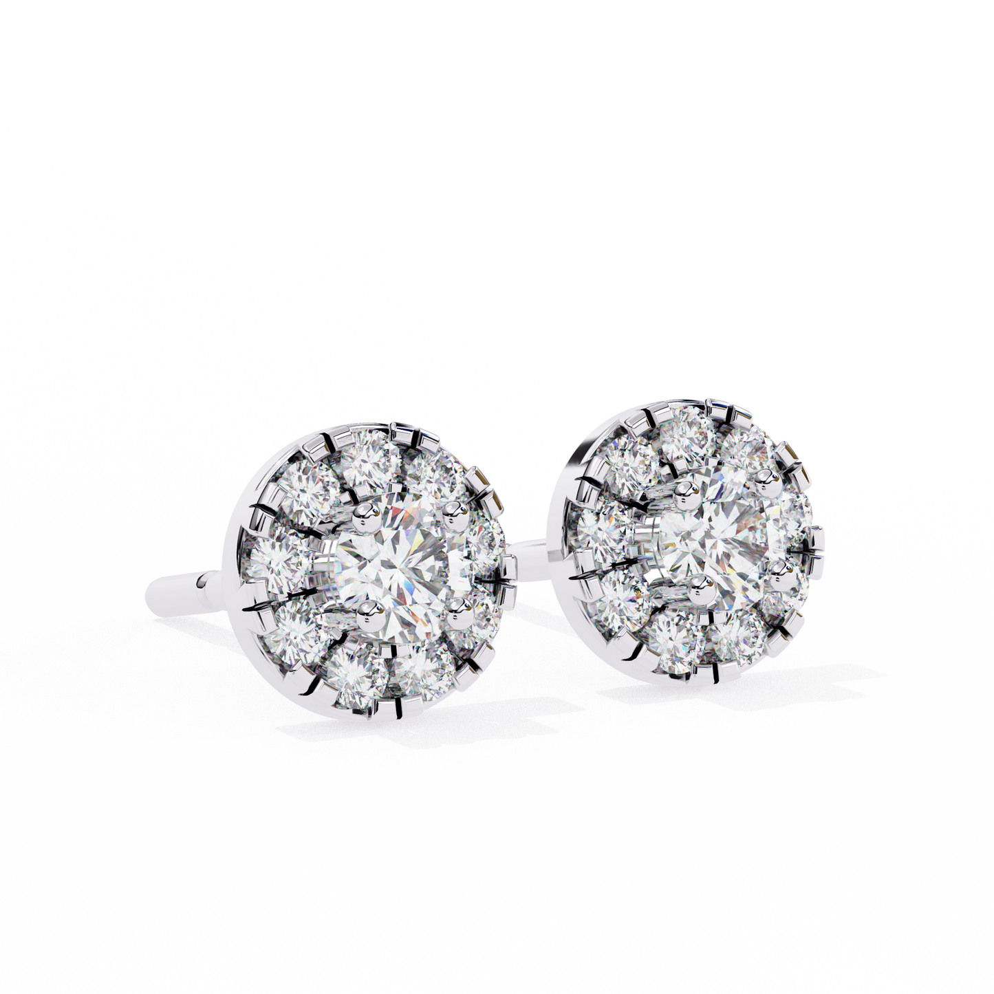 moissanite cluster stud earrings in 925 silver, 10k, or 14k | finora jewelry