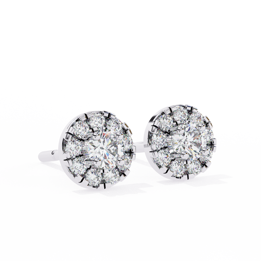 Moissanite Cluster Stud Earrings in 925 Silver, 10K, or 14K | Finora Jewelry
