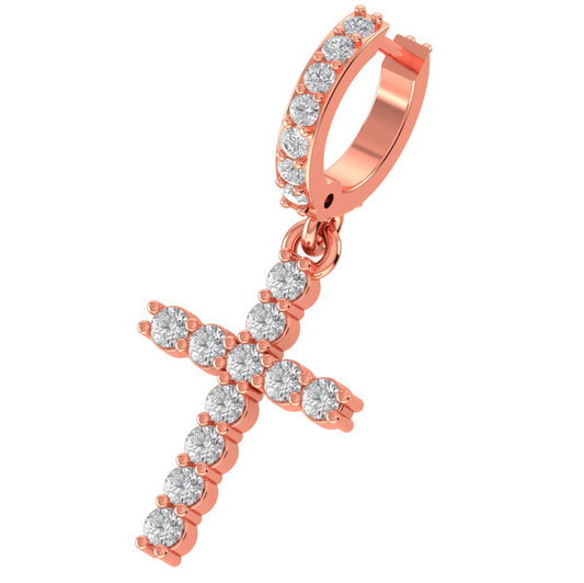 Moissanite Cross Hoop Earrings – Diamond Dangle Cross Earrings | Finora Jewelry
