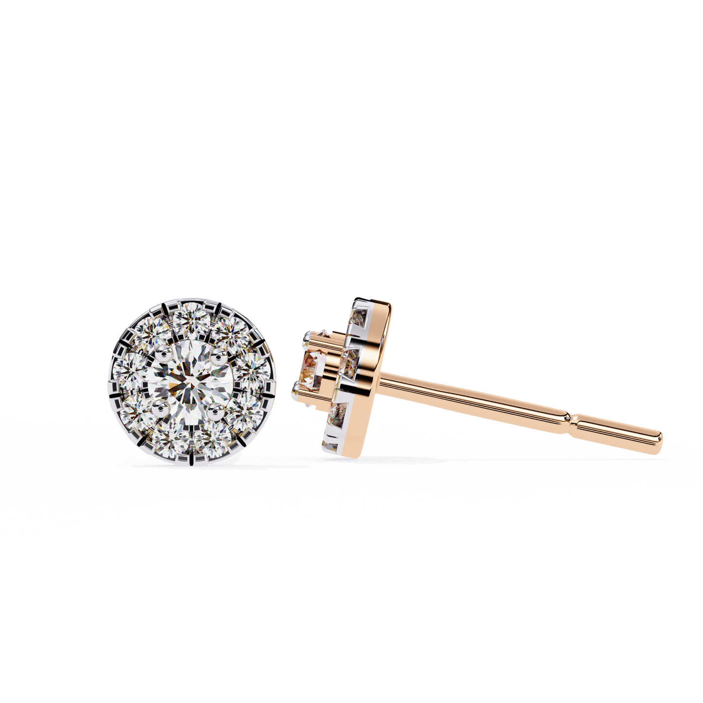 moissanite cluster stud earrings in 925 silver, 10k, or 14k | finora jewelry