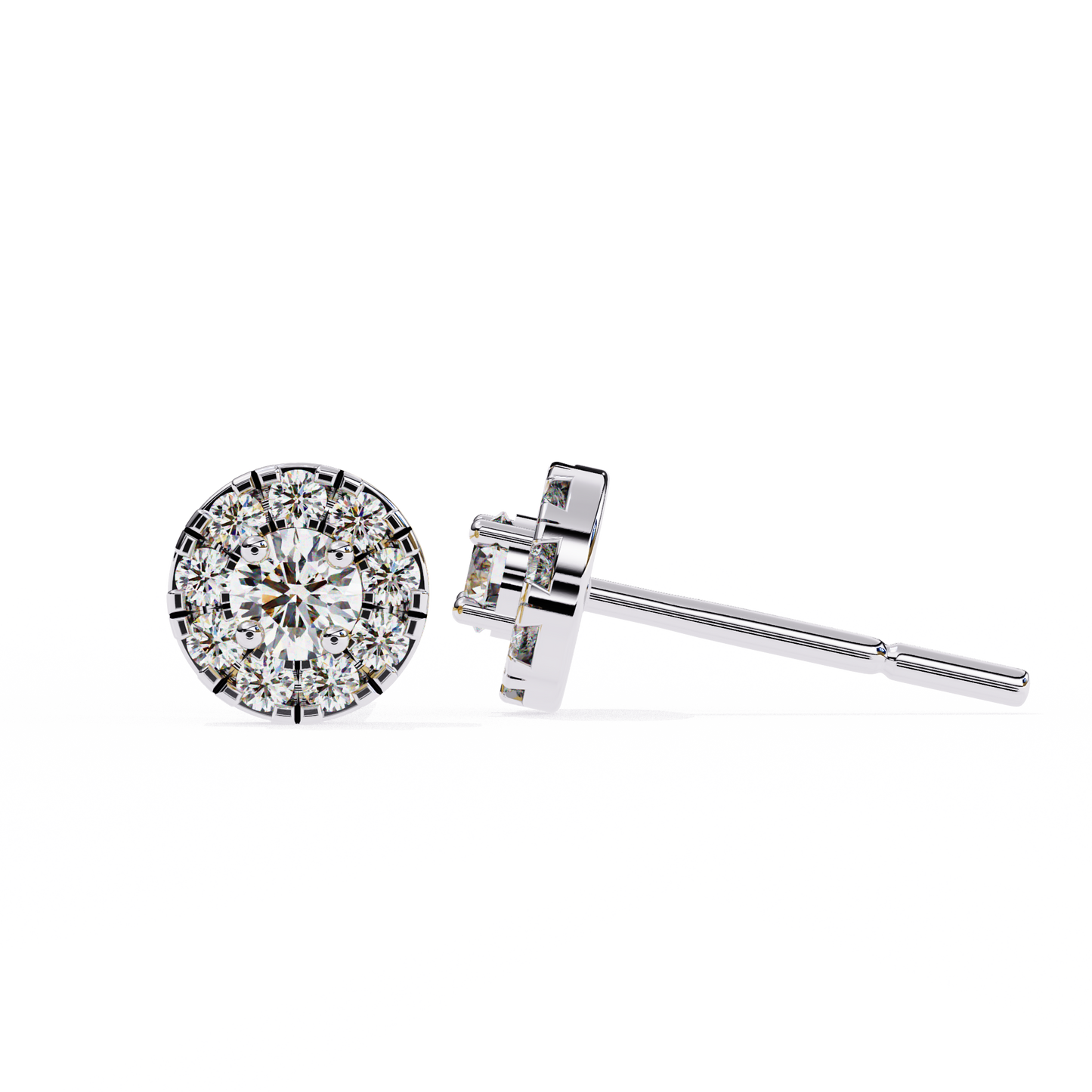 moissanite cluster stud earrings in 925 silver, 10k, or 14k | finora jewelry