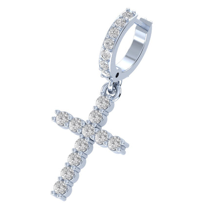 Moissanite Cross Hoop Earrings – Diamond Dangle Cross Earrings | Finora Jewelry