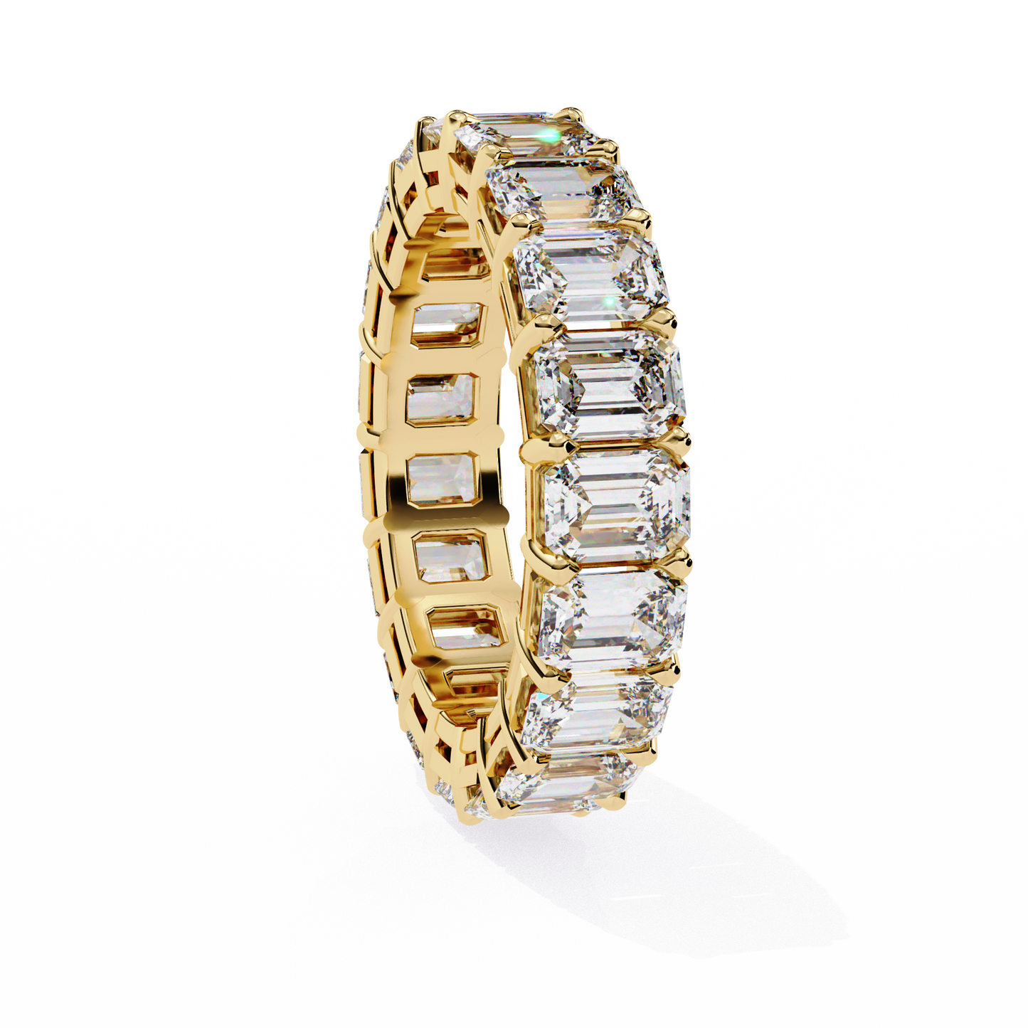 emerald cut diamond eternity wedding band – full circle design in 925 silver, 10k/14k rose, white & yellow gold, or platinum – finora signature sparkle for her