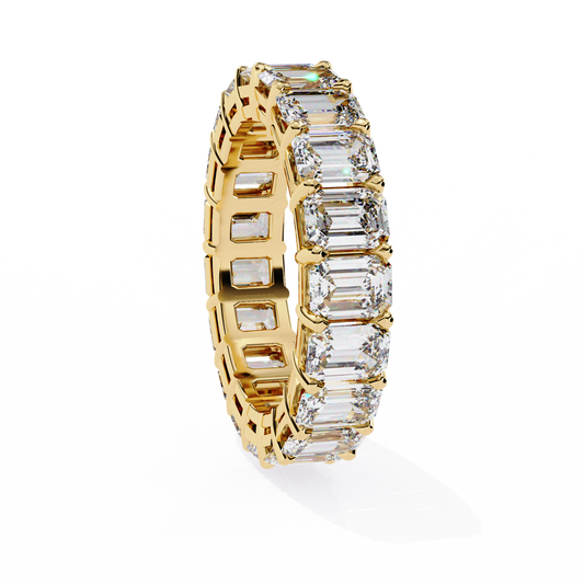 Emerald Cut Diamond Eternity Wedding Band – Full Circle Design in 925 Silver, 10K/14K Rose, White & Yellow Gold, or Platinum – Finora Signature Sparkle for Her