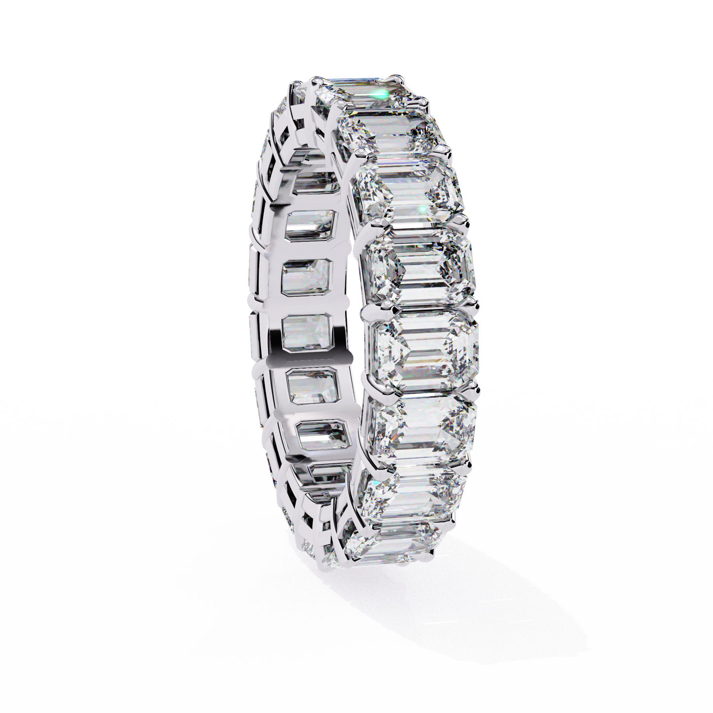 emerald cut diamond eternity wedding band – full circle design in 925 silver, 10k/14k rose, white & yellow gold, or platinum – finora signature sparkle for her