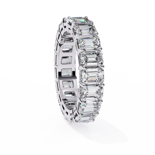 Emerald Cut Diamond Eternity Wedding Band – Full Circle Design in 925 Silver, 10K/14K Rose, White & Yellow Gold, or Platinum – Finora Signature Sparkle for Her