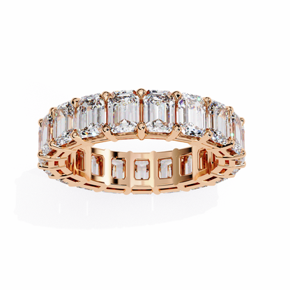 Emerald Cut Diamond Eternity Wedding Band – Full Circle Design in 925 Silver, 10K/14K Rose, White & Yellow Gold, or Platinum – Finora Signature Sparkle for Her