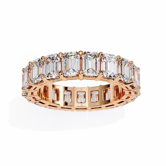 Emerald Cut Diamond Eternity Wedding Band – Full Circle Design in 925 Silver, 10K/14K Rose, White & Yellow Gold, or Platinum – Finora Signature Sparkle for Her