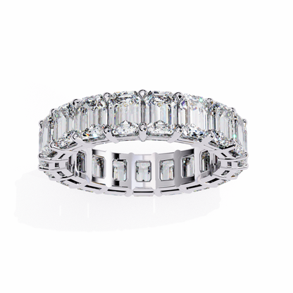 Emerald Cut Diamond Eternity Wedding Band – Full Circle Design in 925 Silver, 10K/14K Rose, White & Yellow Gold, or Platinum – Finora Signature Sparkle for Her