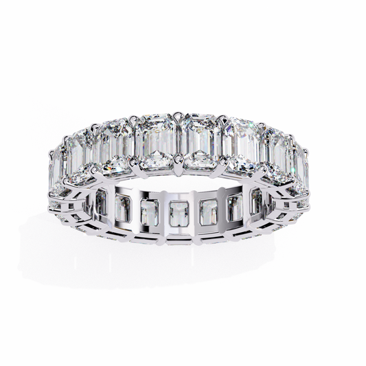 Emerald Cut Diamond Eternity Wedding Band – Full Circle Design in 925 Silver, 10K/14K Rose, White & Yellow Gold, or Platinum – Finora Signature Sparkle for Her