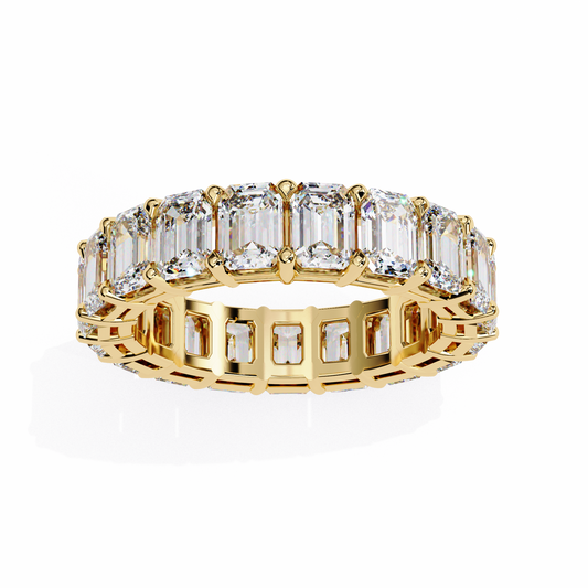 Emerald Cut Diamond Eternity Wedding Band – Full Circle Design in 925 Silver, 10K/14K Rose, White & Yellow Gold, or Platinum – Finora Signature Sparkle for Her