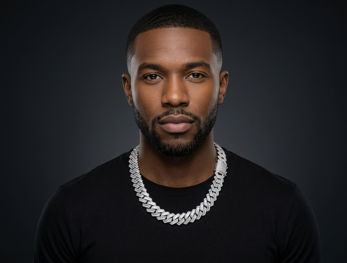 iced-out cuban chain with baguette diamond-style stones – hip hop jewelry