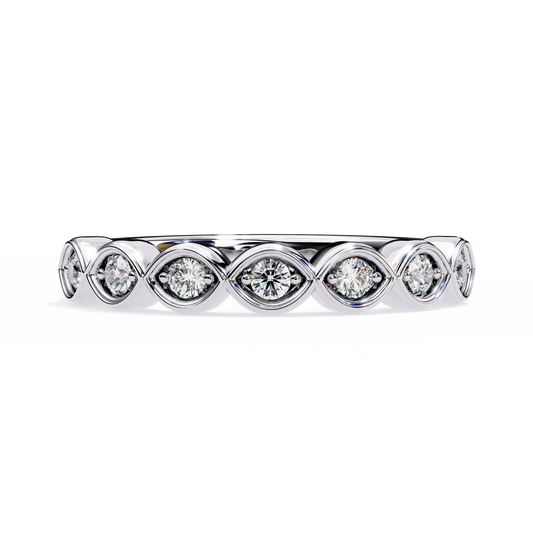 Marquise-Inspired Diamond Band – Available in 925 Silver, 10K/14K Gold (Rose/White/Yellow), & Platinum by Finora