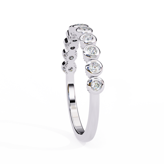 Bezel Set Diamond Eternity Band – Available in 925 Silver, 10K/14K Gold (Rose/White/Yellow), & Platinum By Finora Jewelry