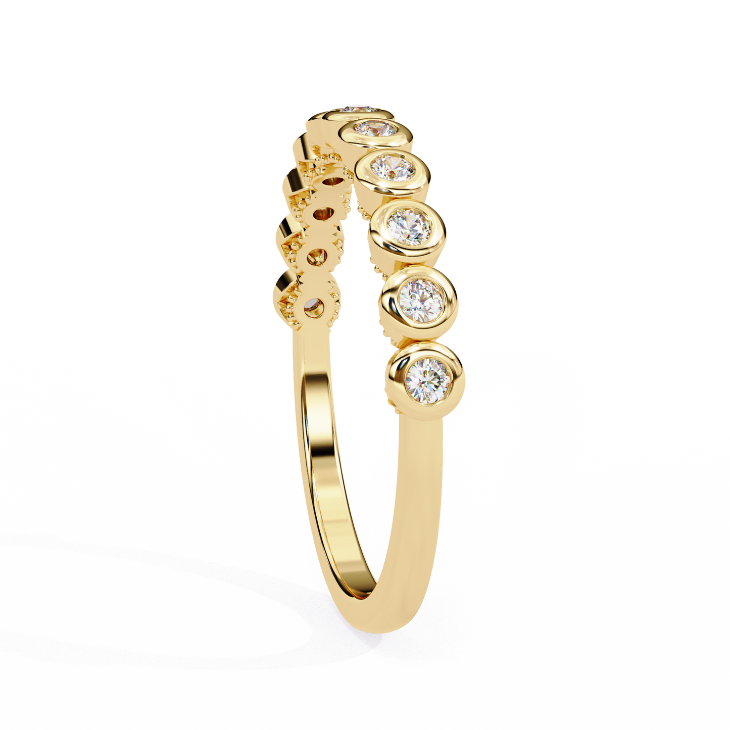 bezel set diamond eternity band – available in 925 silver, 10k/14k gold (rose/white/yellow), & platinum by finora jewelry