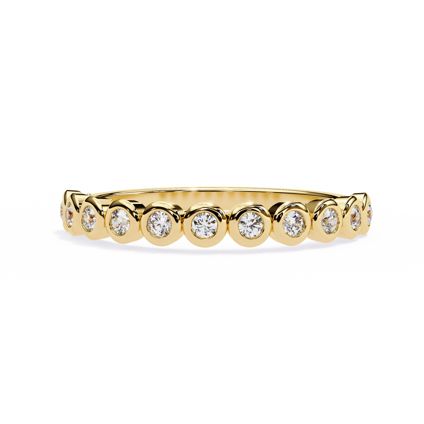 bezel set diamond eternity band – available in 925 silver, 10k/14k gold (rose/white/yellow), & platinum by finora jewelry