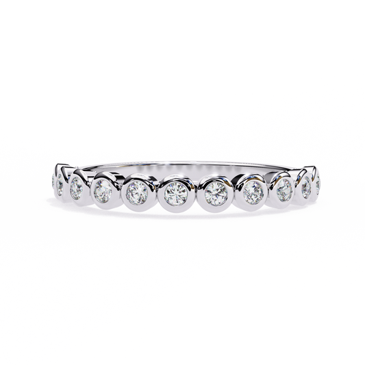Bezel Set Diamond Eternity Band – Available in 925 Silver, 10K/14K Gold (Rose/White/Yellow), & Platinum By Finora Jewelry