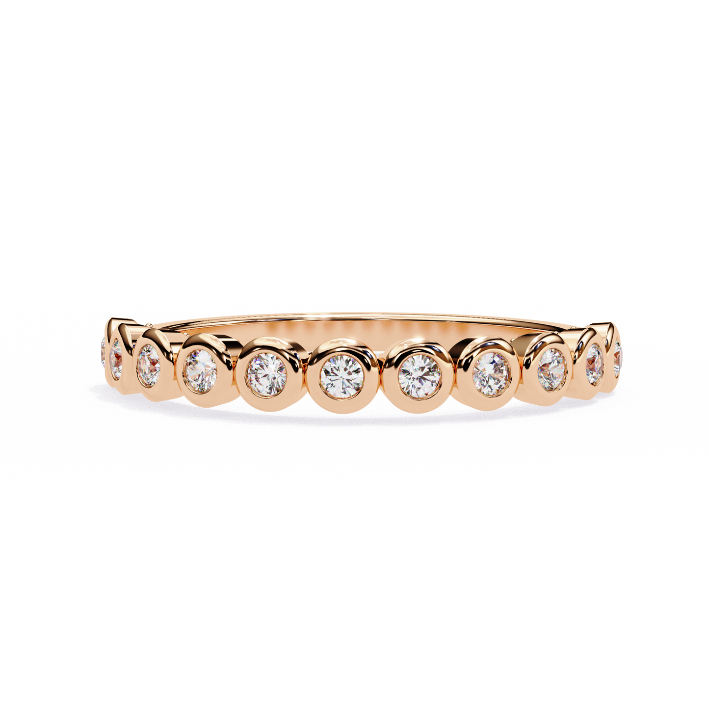 bezel set diamond eternity band – available in 925 silver, 10k/14k gold (rose/white/yellow), & platinum by finora jewelry