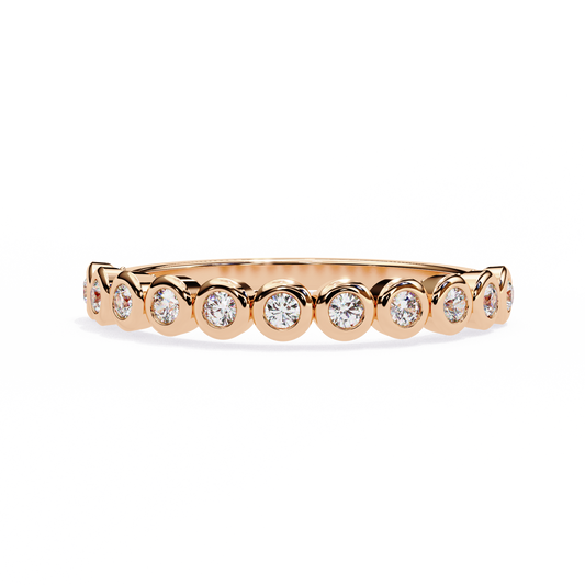 Bezel Set Diamond Eternity Band – Available in 925 Silver, 10K/14K Gold (Rose/White/Yellow), & Platinum By Finora Jewelry