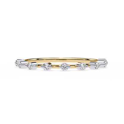 Finora Jewelry – Baguette & Round Diamond Stacking Ring in 925 Silver, 10K/14K Gold (Rose/White/Yellow), & Platinum