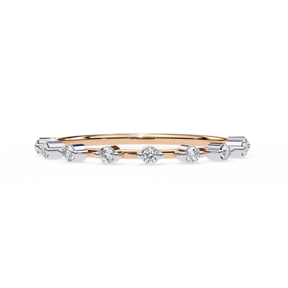 Finora Jewelry – Baguette & Round Diamond Stacking Ring in 925 Silver, 10K/14K Gold (Rose/White/Yellow), & Platinum