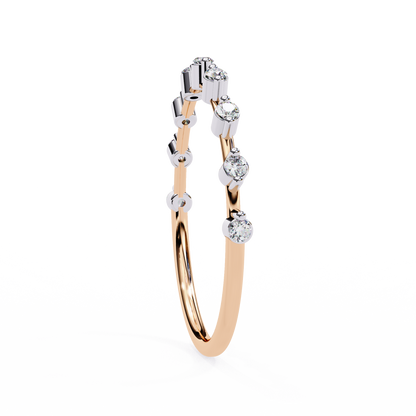 Finora Jewelry – Baguette & Round Diamond Stacking Ring in 925 Silver, 10K/14K Gold (Rose/White/Yellow), & Platinum