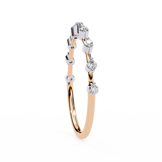 Finora Jewelry – Baguette & Round Diamond Stacking Ring in 925 Silver, 10K/14K Gold (Rose/White/Yellow), & Platinum