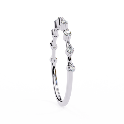 Finora Jewelry – Baguette & Round Diamond Stacking Ring in 925 Silver, 10K/14K Gold (Rose/White/Yellow), & Platinum