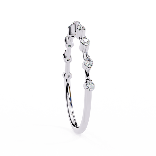 Finora Jewelry – Baguette & Round Diamond Stacking Ring in 925 Silver, 10K/14K Gold (Rose/White/Yellow), & Platinum