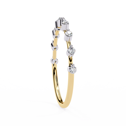 Finora Jewelry – Baguette & Round Diamond Stacking Ring in 925 Silver, 10K/14K Gold (Rose/White/Yellow), & Platinum