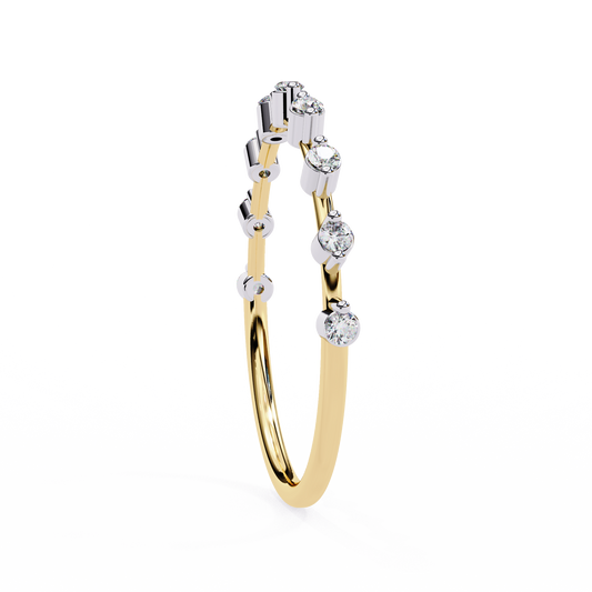 Finora Jewelry – Baguette & Round Diamond Stacking Ring in 925 Silver, 10K/14K Gold (Rose/White/Yellow), & Platinum