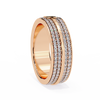 Modern Multi-Row Diamond Band with Geometric Center Bar – Available in 925 Silver, 10K/14K Rose, White & Yellow Gold, or Platinum – Finora Jewelry