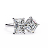 Two-Stone Emerald Square & Radiant Cut Diamond Open Ring in 925 Silver, 10K/14K Gold, or Platinum – Finora Jewelry