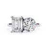 Emerald & Round Cut Toi et Moi Diamond Ring in Silver, Gold, or Platinum – Finora Jewelry