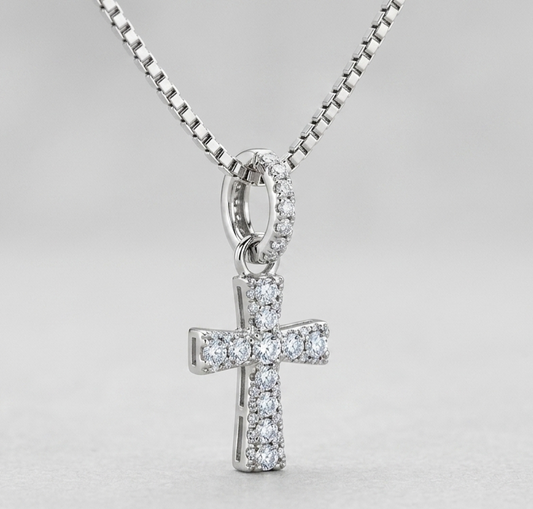 Moissanite Cross Hoop Earrings – Diamond Dangle Cross Earrings | Finora Jewelry