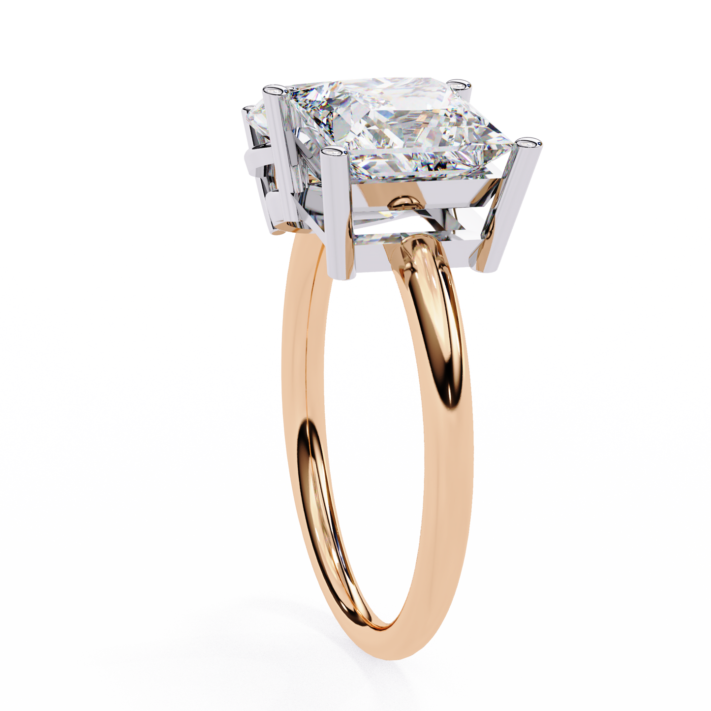 two-stone pear & princess cut diamond ring – dual brilliance in 925 silver, 10k / 14k gold, or platinum – finora symbolic design of love & harmony – meaningful gift for her