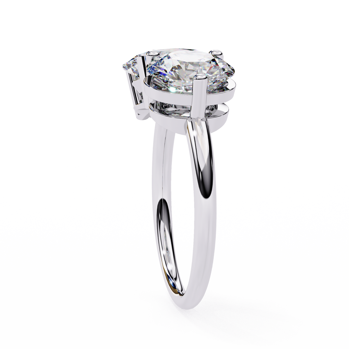 two-stone oval & round cut diamond engagement ring – harmonious duo in 925 silver, 10k / 14k gold, or platinum – finora emblem of balanced love & timeless sparkle – elegant gift for her