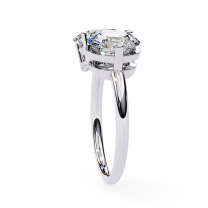 Two-Stone Oval & Round Cut Diamond Engagement Ring – Harmonious Duo in 925 Silver, 10K / 14K Gold, or Platinum – Finora Emblem of Balanced Love & Timeless Sparkle – Elegant Gift for Her
