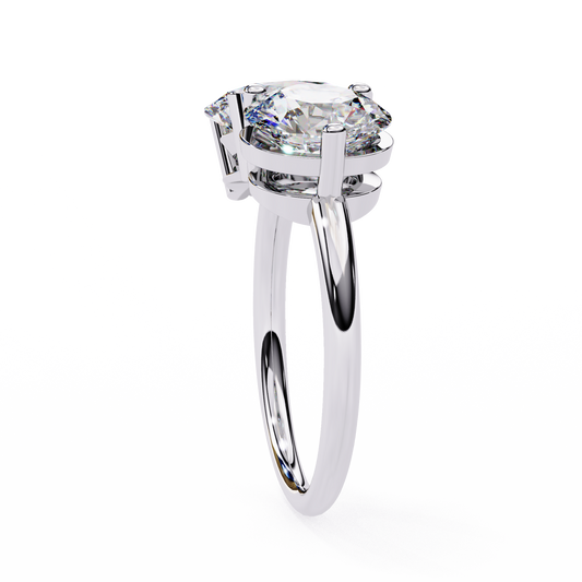 Two-Stone Oval & Round Cut Diamond Engagement Ring – Harmonious Duo in 925 Silver, 10K / 14K Gold, or Platinum – Finora Emblem of Balanced Love & Timeless Sparkle – Elegant Gift for Her