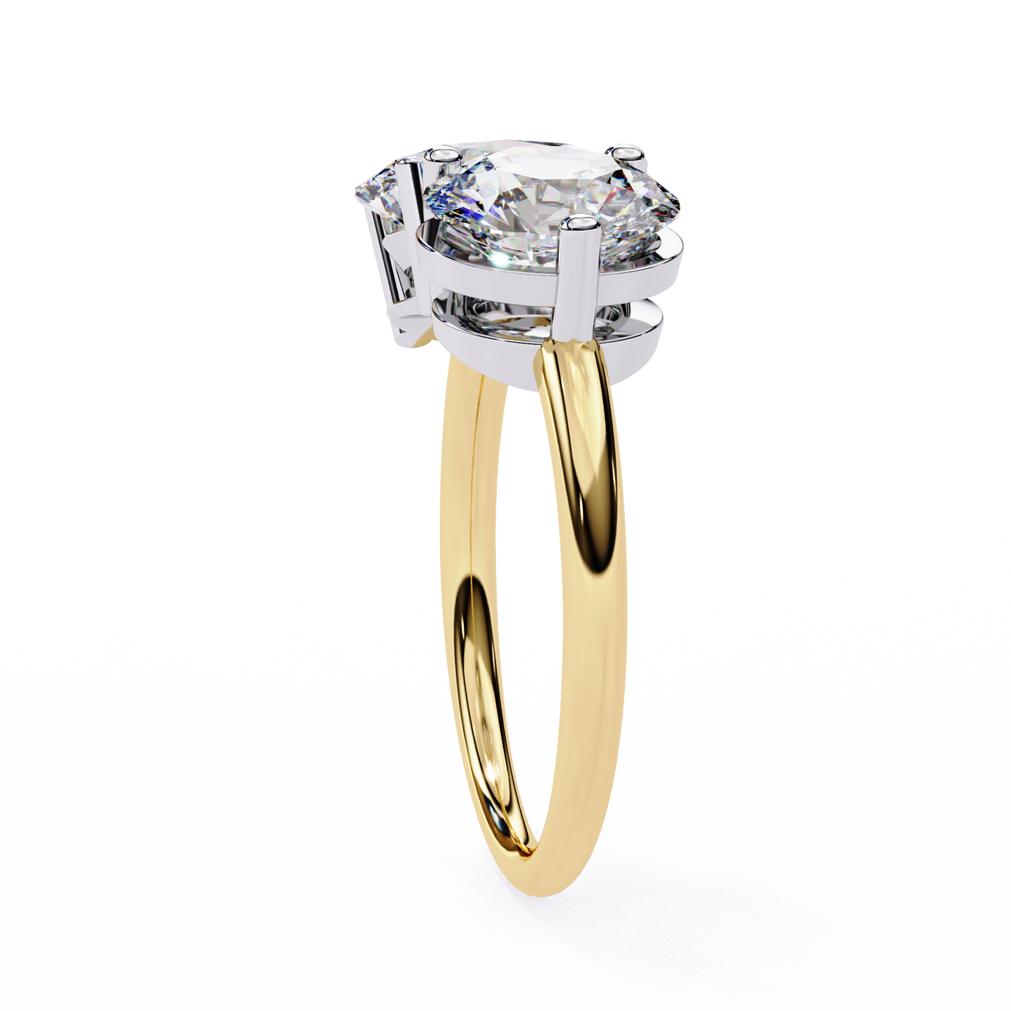 two-stone oval & round cut diamond engagement ring – harmonious duo in 925 silver, 10k / 14k gold, or platinum – finora emblem of balanced love & timeless sparkle – elegant gift for her