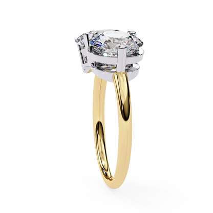 Two-Stone Oval & Round Cut Diamond Engagement Ring – Harmonious Duo in 925 Silver, 10K / 14K Gold, or Platinum – Finora Emblem of Balanced Love & Timeless Sparkle – Elegant Gift for Her