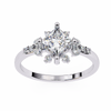 Princess Cut Diamond Cluster Engagement Ring – Regal Radiance in 925 Silver, 10K/14K Yellow, White & Rose Gold, or Platinum – Finora Elegant Snowflake-Inspired Design for Her