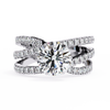 Round Cut Multi-Band Diamond Engagement Ring – Intricate Split Shank Design in 925 Silver, 10K/14K Rose, White & Yellow Gold, or Platinum – Finora Statement Sparkle for Her