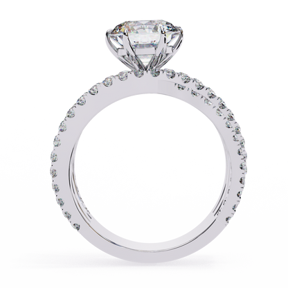 Round Cut Multi-Band Diamond Engagement Ring – Intricate Split Shank Design in 925 Silver, 10K/14K Rose, White & Yellow Gold, or Platinum – Finora Statement Sparkle for Her