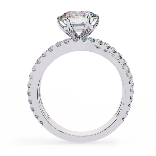 Round Cut Multi-Band Diamond Engagement Ring – Intricate Split Shank Design in 925 Silver, 10K/14K Rose, White & Yellow Gold, or Platinum – Finora Statement Sparkle for Her